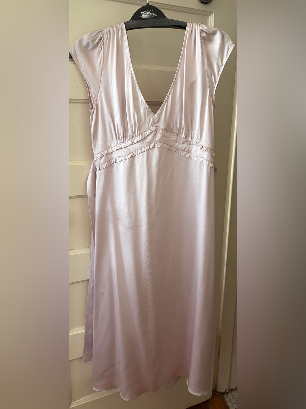 Reformation Silk Midi Dress in Pale Lilac - Picture 2 of 5
